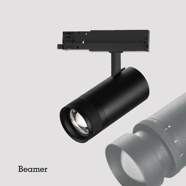 Beamer-Schienenlampen, LED-Strahlwinkeländerung, zoombare Lichter, Dali, 0–10 V, 30 W, dimmbares Schienenstrahler für die Beleuchtung von Museumsgalerien